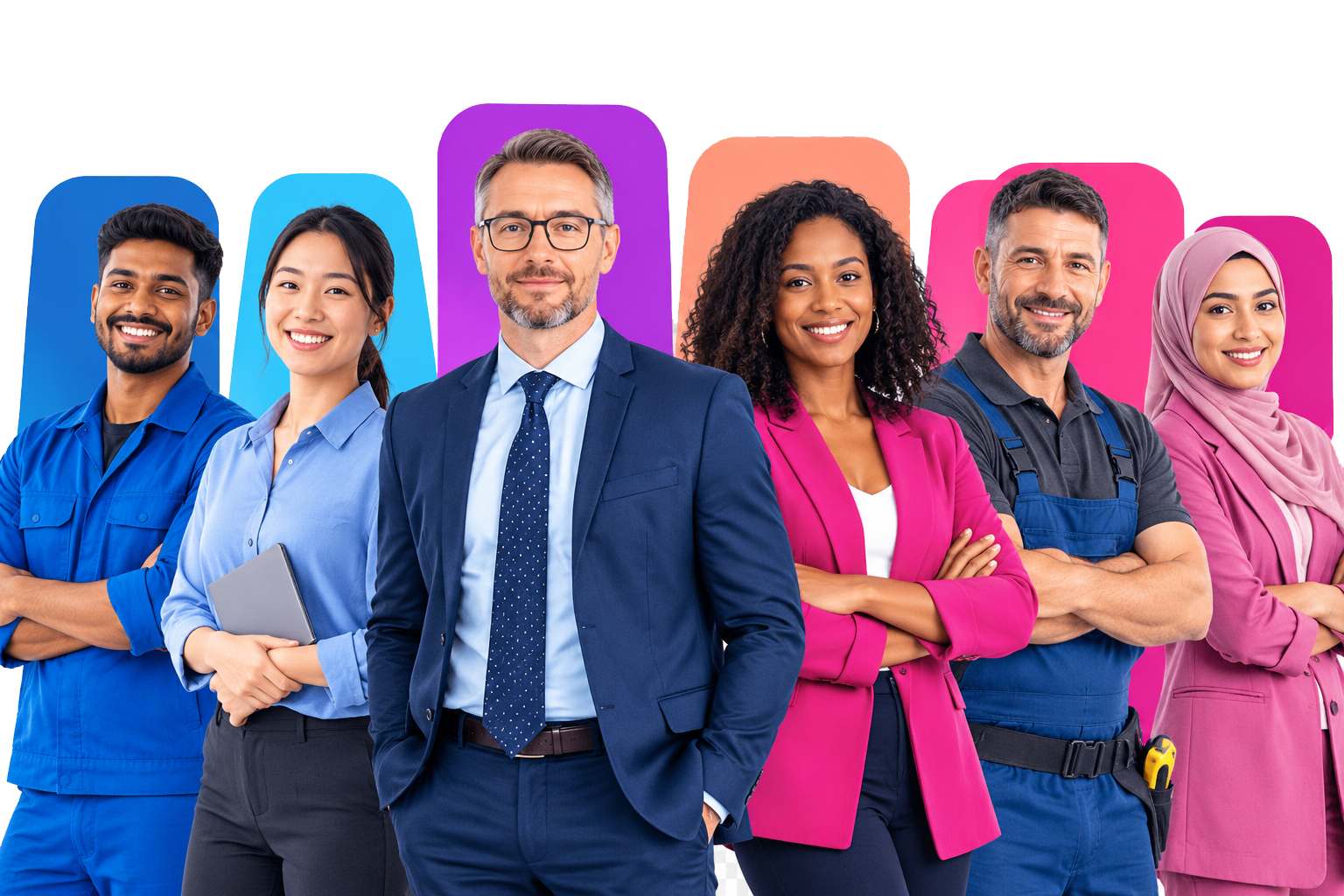 A diverse group of Braintune reseller partners — installers, tradespeople and business owners